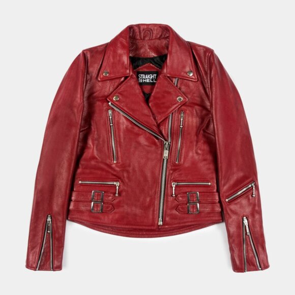 NWT Straight to Hell Defector Leather Jacket in Burgundy - S - Picture 2 of 14